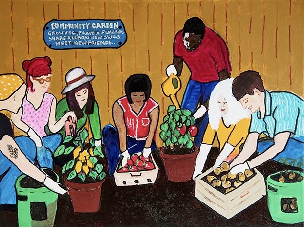 Community Garden painting by Linda McGowan 